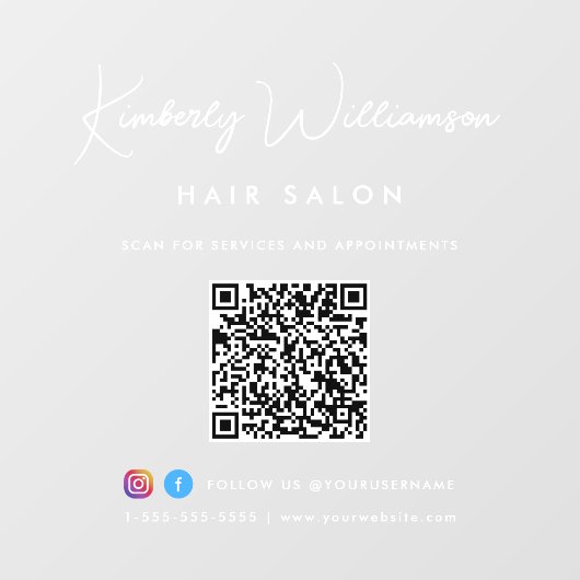 Name Chic Signature Script QR Code Fensteraufkleber (Blatt)