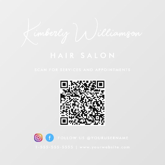 Name Chic Signature Script QR Code Fensteraufkleber (Blatt)