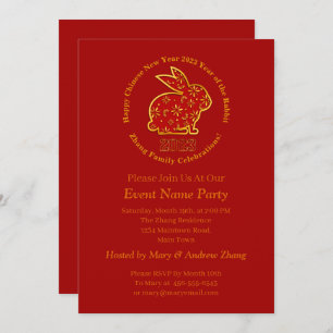 Name Chinesisch Neujahr 2023 Jahr Rabbit Gold Einladung