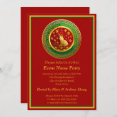 Name Chinesisch Neujahr 2023 Jahr Rabbit Green Einladung (Vorne/Hinten)