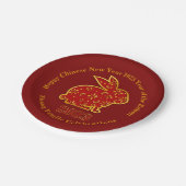 Name Chinesisches Neujahr 2023 Rabbit Red Gold 7" Pappteller (Schrägansicht)