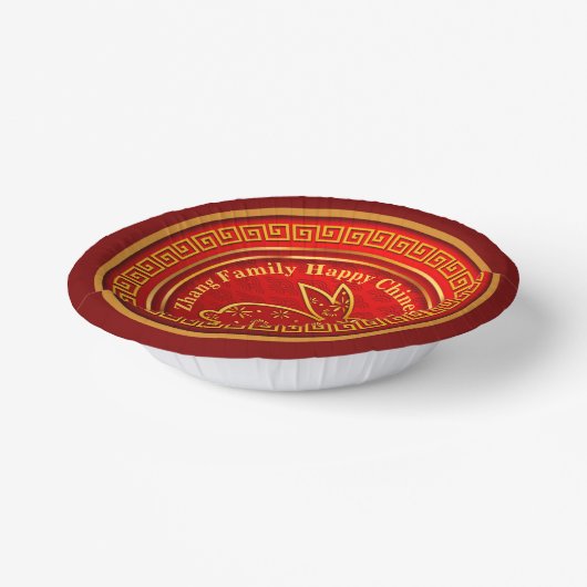 Name Chinesisches Neujahr 2023 Rabbit Red Gold 7" Pappteller (Gewinkelt)