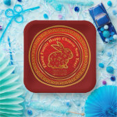 Name Chinesisches Neujahr 2023 Rabbit Red Gold 9" Pappteller (Party)