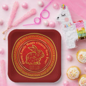 Name Chinesisches Neujahr 2023 Rabbit Red Gold 9" Pappteller (Party)