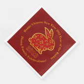 Name Chinesisches Neujahr 2023 Rabbit Red Gold Serviette (Ecke)