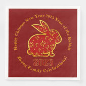 Name Chinesisches Neujahr 2023 Rabbit Red Gold Serviette (Vorderseite)