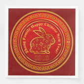 Name Chinesisches Neujahr 2023 Rabbit Red Gold Serviette (Vorderseite)