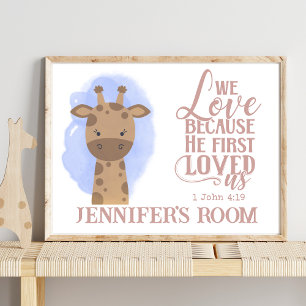 Name Christliches Niedliches Baby-Giraffe-Biokozif Poster