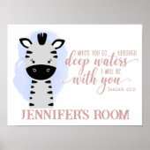 Name Christliches Niedliches Baby Zebra Biokonzept Poster (Vorne)