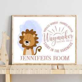 Name Christliches Niedliches Zitat von Baby Lion Poster