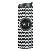 Name Circle Monogram Black Waves Thermosbecher (Nach links gedreht)