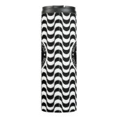 Name Circle Monogram Black Waves Thermosbecher (Rückseite)