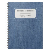 Name, Classic Blue Jean Denim Print Spiral Notizblock (Vorderseite)