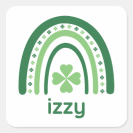 Name Clover Boho Rainbow Quadratischer Aufkleber