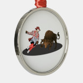 NAME: Clown und Stier 1-No-Text Silbernes Ornament (Rechts)