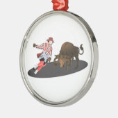 NAME: Clown und Stier 1-No-Text Silbernes Ornament (Links)