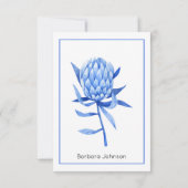 Name, Cobalt Blue Protea Flower Thank You Flat Mitteilungskarte (Rückseite)