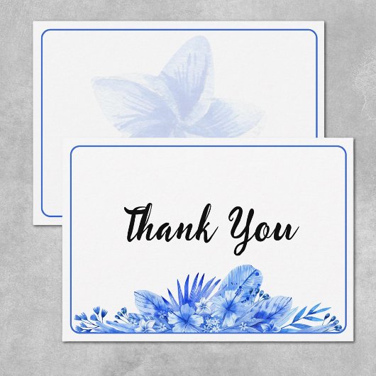 Name, Cobalt Blue Thank You Flat Note Card Mitteilungskarte