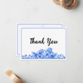 Name, Cobalt Blue Thank You Flat Note Card Mitteilungskarte (Vorderseite/Rückseite Beispiel)