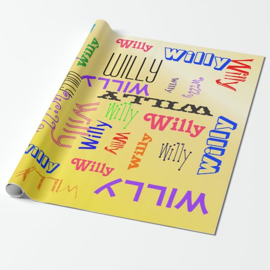 Name Collage Phantastisch Gelb Terrific Geschenkpapier (Ungerollt)