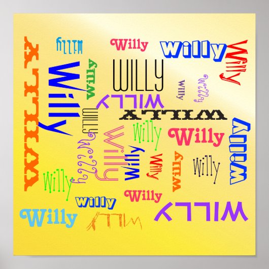 Name Collage Phantastisch Gelb Terrific Poster (Vorne)