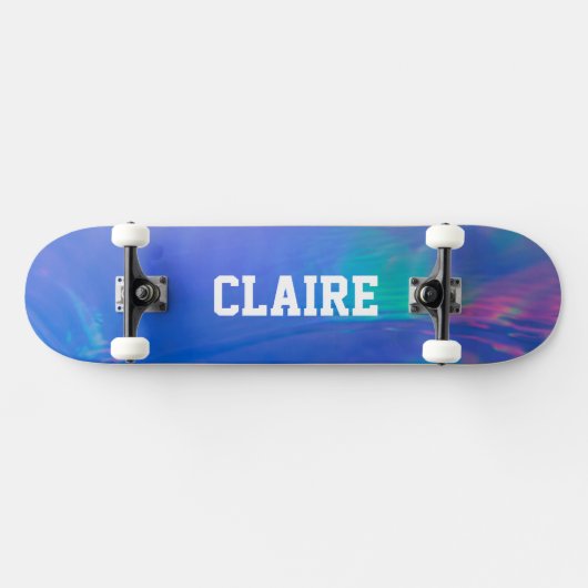 Name Collvable Holographic Cool Blue Skateboard (Horizontal)