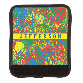 Name Colorful Crazy Yellow Blue Green Abstrakt Gepräckgriffwickel