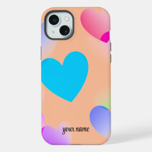 Name Colorful Gliding Hearts, Peach Fuzz iPhone 15 Plus Hülle