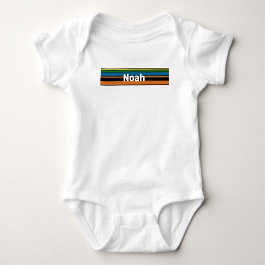 Name Combination Srtip Design - Chic Orange Base Baby Strampler (Vorderseite)