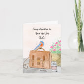 Name Congratulation on Your New Job Bluebird Karte (Vorderseite)
