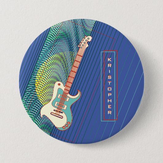 Name Cool Moderne Aquamarin & Blue Electric Gitarr Button (Vorderseite)