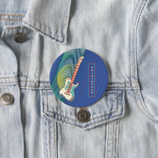 Name Cool Moderne Aquamarin & Blue Electric Gitarr Button (Beispiel)