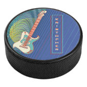 Name Cool Moderne Aquamarin & Blue Electric Gitarr Eishockey Puck (3/4)