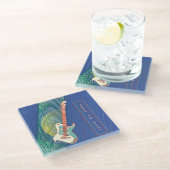 Name Cool Moderne Aquamarin & Blue Electric Gitarr Glasuntersetzer (Schrägansicht)