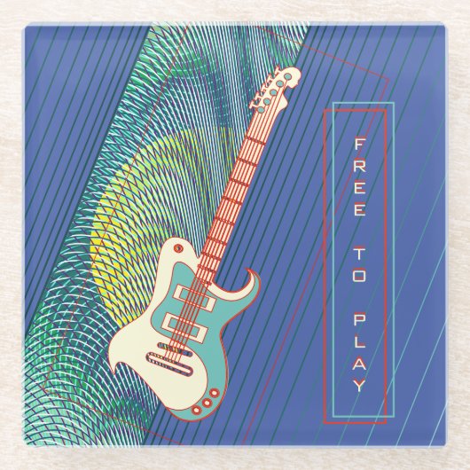 Name Cool Moderne Aquamarin & Blue Electric Gitarr Glasuntersetzer (Vorderseite)