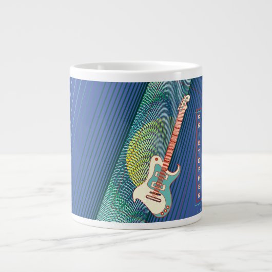 Name Cool Moderne Aquamarin & Blue Electric Gitarr Jumbo-Tasse (Vorderseite)