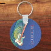 Name Cool Moderne Aquamarin & Blue Electric Gitarr Schlüsselanhänger (Vorderseite)