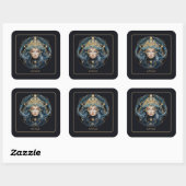 Name Cosmic Virgin Zodiac Symbol Black Gold Virgo Quadratischer Aufkleber (Blatt)
