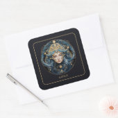 Name Cosmic Virgin Zodiac Symbol Black Gold Virgo Quadratischer Aufkleber (Umschlag)