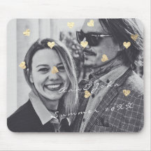 Name Couple Foto Travel Gift Confetti Hearts Gold