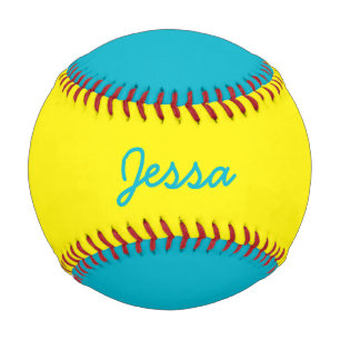 Name Custom Aqua Blue und Yellow Baseball hinzufüg