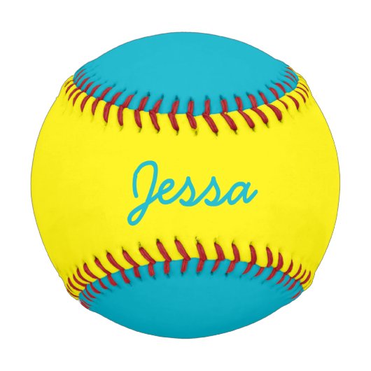 Name Custom Aqua Blue und Yellow Baseball hinzufüg (Vorderseite)
