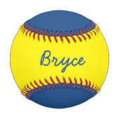 Name Custom Blue und Yellow Baseball hinzufügen (Vorderseite)