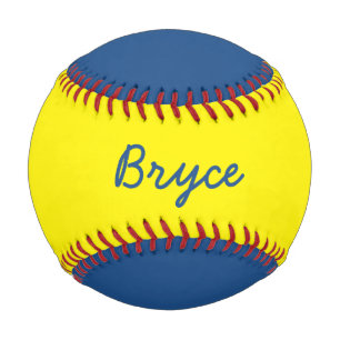 Name Custom Blue und Yellow Baseball hinzufügen