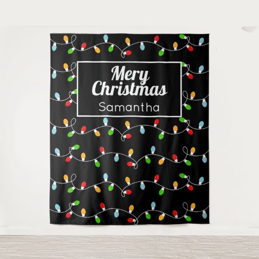 Name Custom Monogram Christmas Lights Wandteppich (Vorderseite)