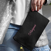 Name, Cute Chic Abstract Pattern Black Pink Gold Zubehörtasche