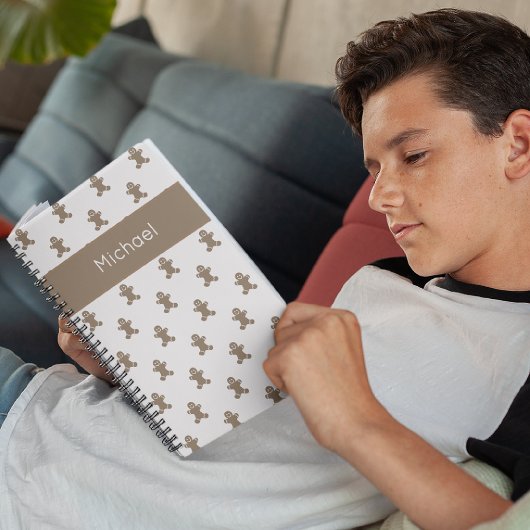 Name Cute Gingerbread Man Cookies Holiday Notebook Notizblock