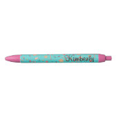 Name || Cute Turquoise Holiday Candy Pattern Ink Kugelschreiber (Vorderseite)