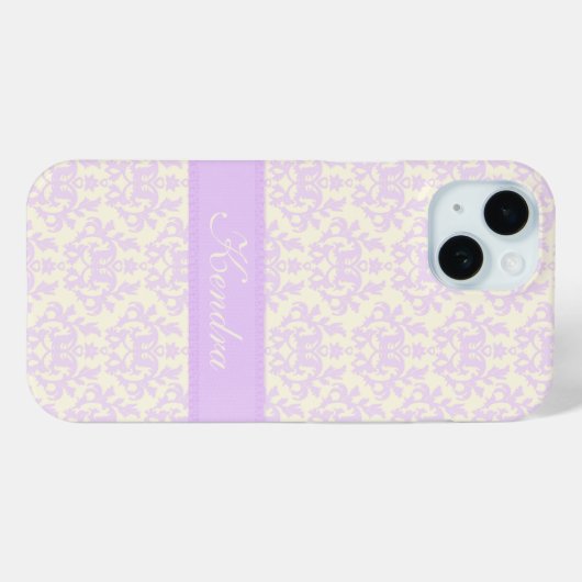 Name Damask light lila & creme Case-Mate iPhone Hülle (Rückseite (Horizontal))