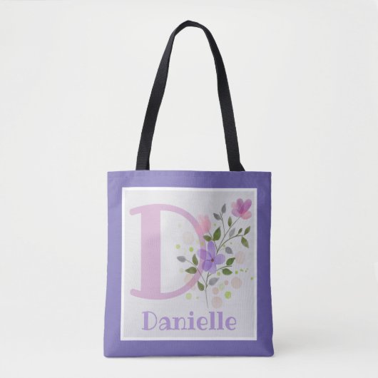 Name Danielle mit Blume Tasche (Vorderseite)